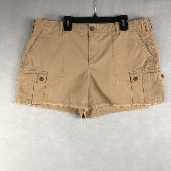 GAP Pants - Gap Women's  Frayed Cargo Shorts in Safari Khaki Size 12